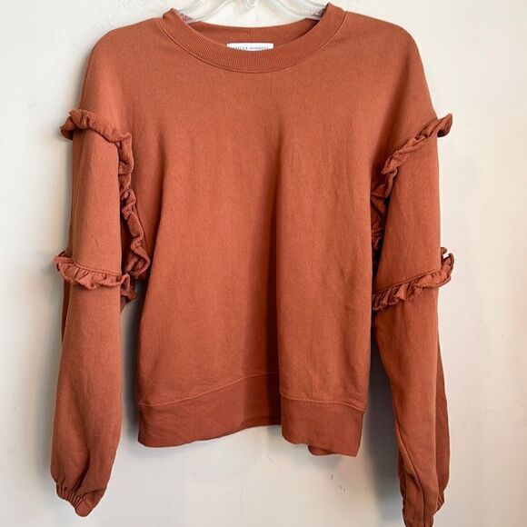 Rebecca Minkoff Evelyn Frill Balloon Sleeve Cotton Sweatshirt S - Picture 2 of 8